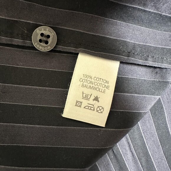 Paul Smith Shirt Men Size 17 43 Long Sleeve Striped 100% Cotton Made in Italy - Picture 8 of 11